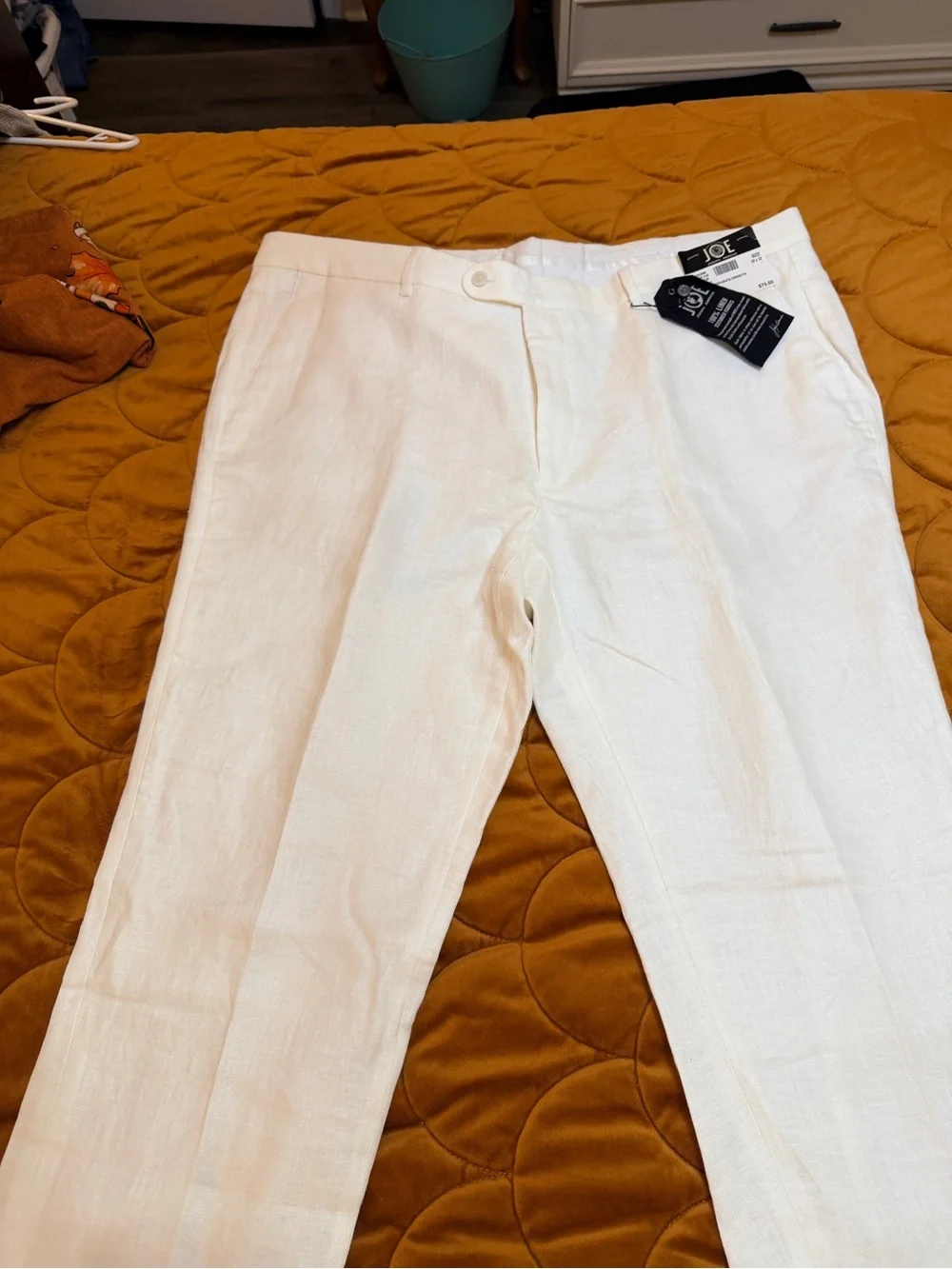 Joie Slim Linen-Blend Men’s White Chinos